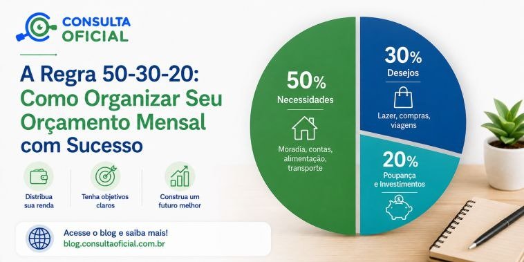 A Regra 50-30-20: Como Organizar Seu Orçamento Mensal com Sucesso