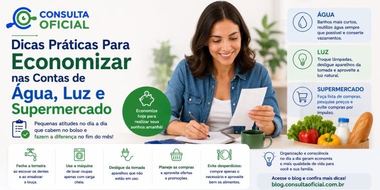 Dicas Práticas Para Economizar nas Contas de Água, Luz e Supermercado